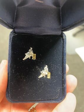 Montana Silversmiths Barrel Racer stud earrings Silver Gold tones western